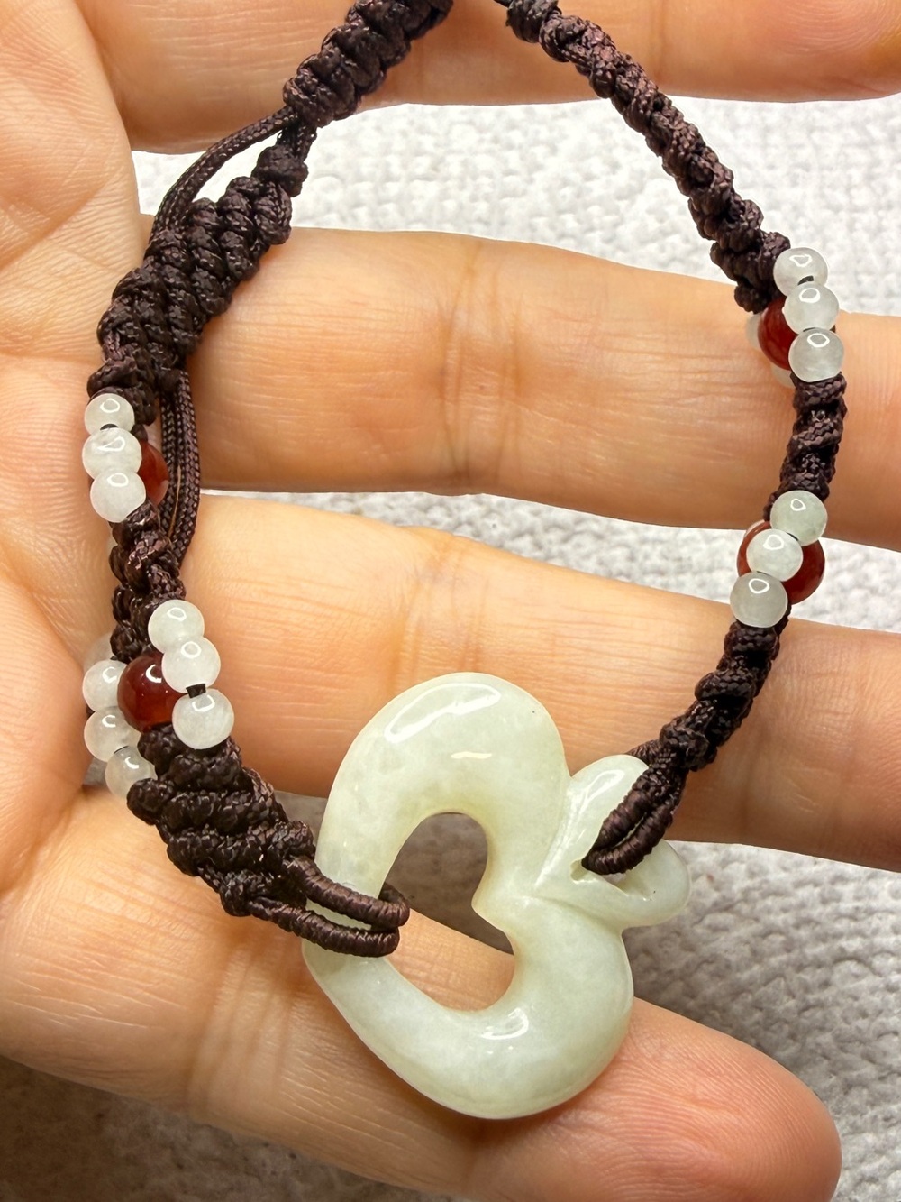 Handcrafted Light Green Jade Heart Pendant Bracelet - Women Jewelry